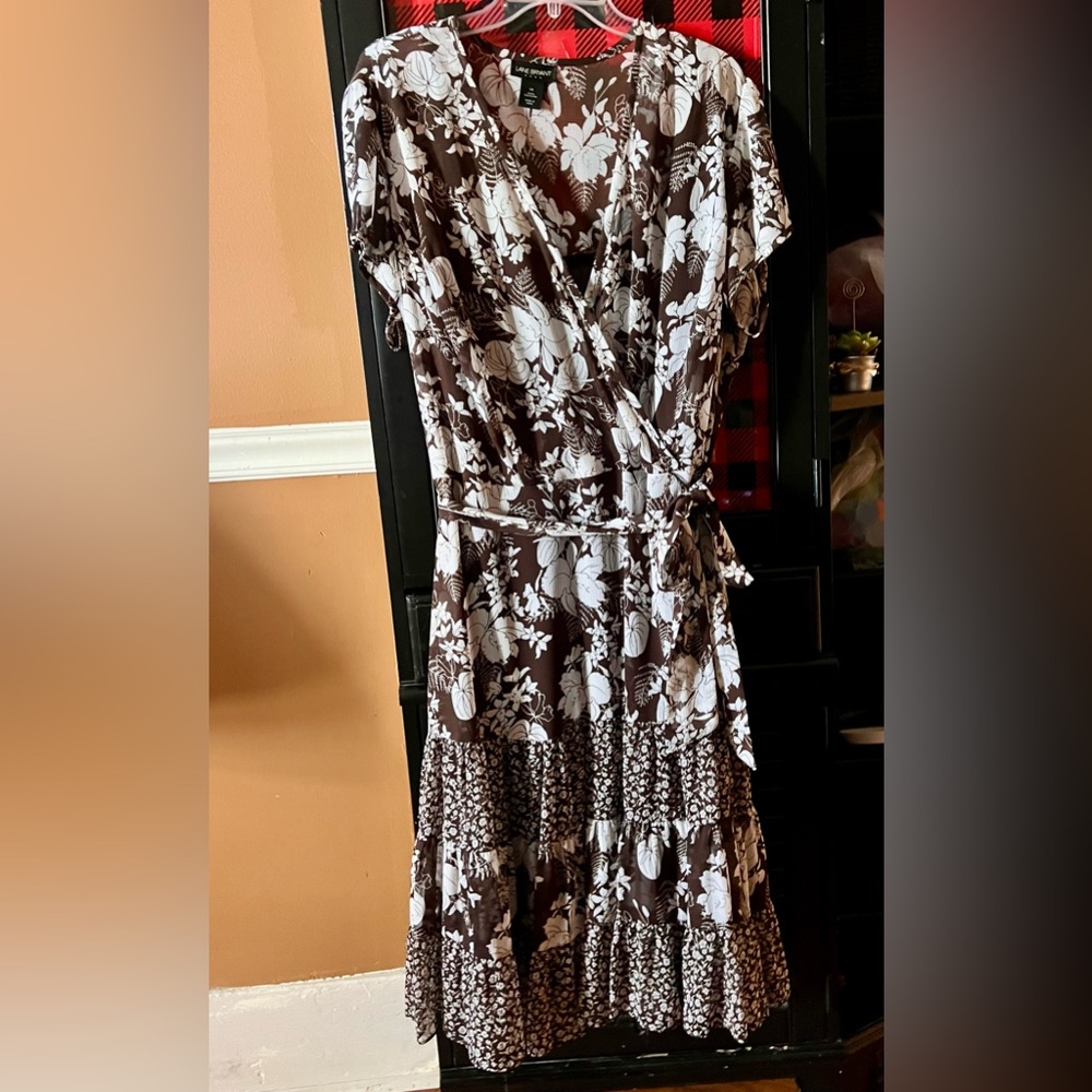 Lane Bryant Brown and White Floral  Dress